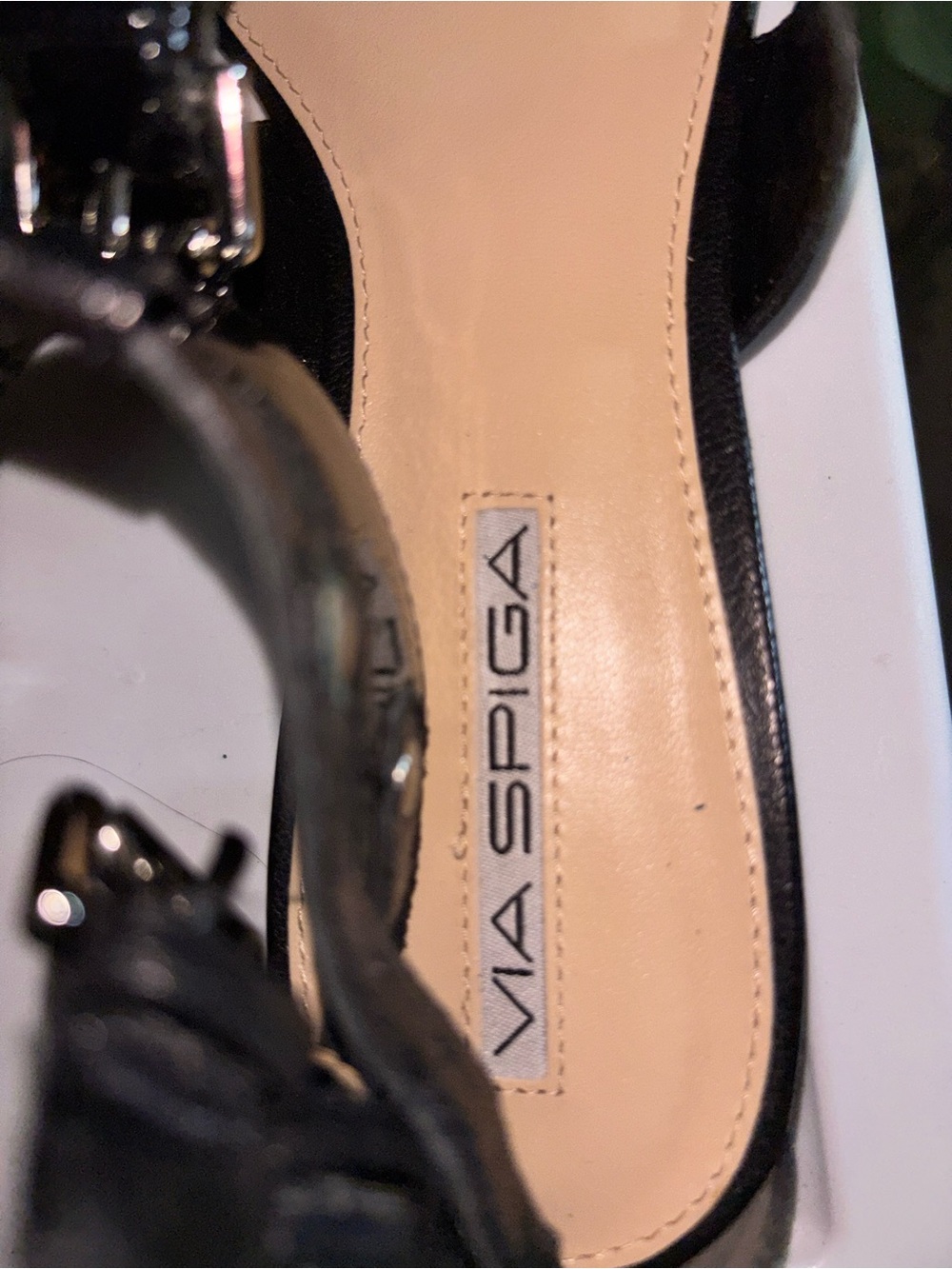 Via Spiga Black Patent Leather Strappy High Heels